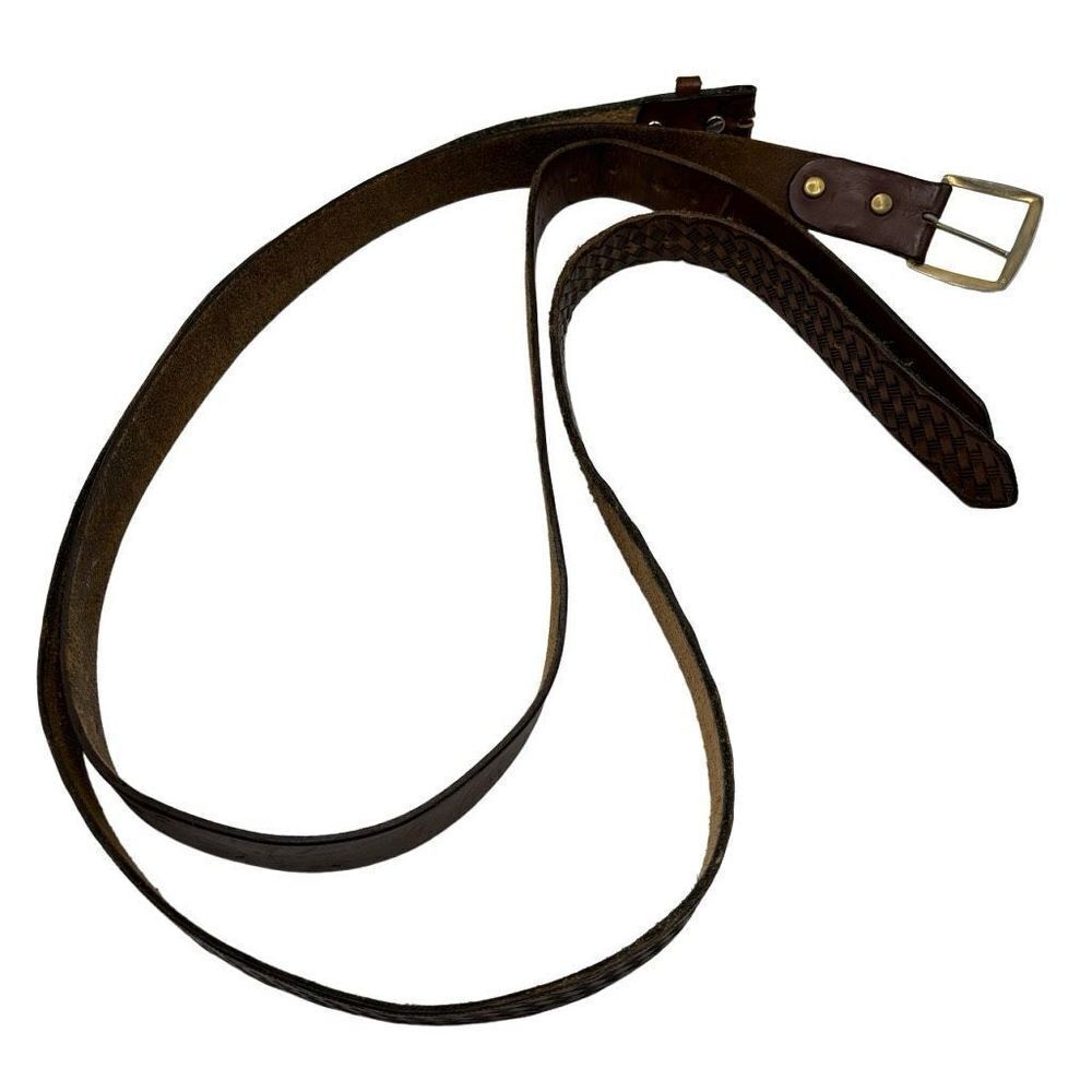 Set of 2 Genuine Leather Western Belts Brown Size 48